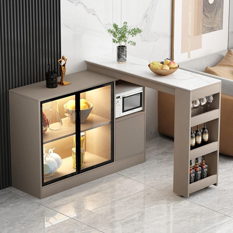 Modern Style Bistro Bar Table Sintered Stone Top Bar Table with Storages