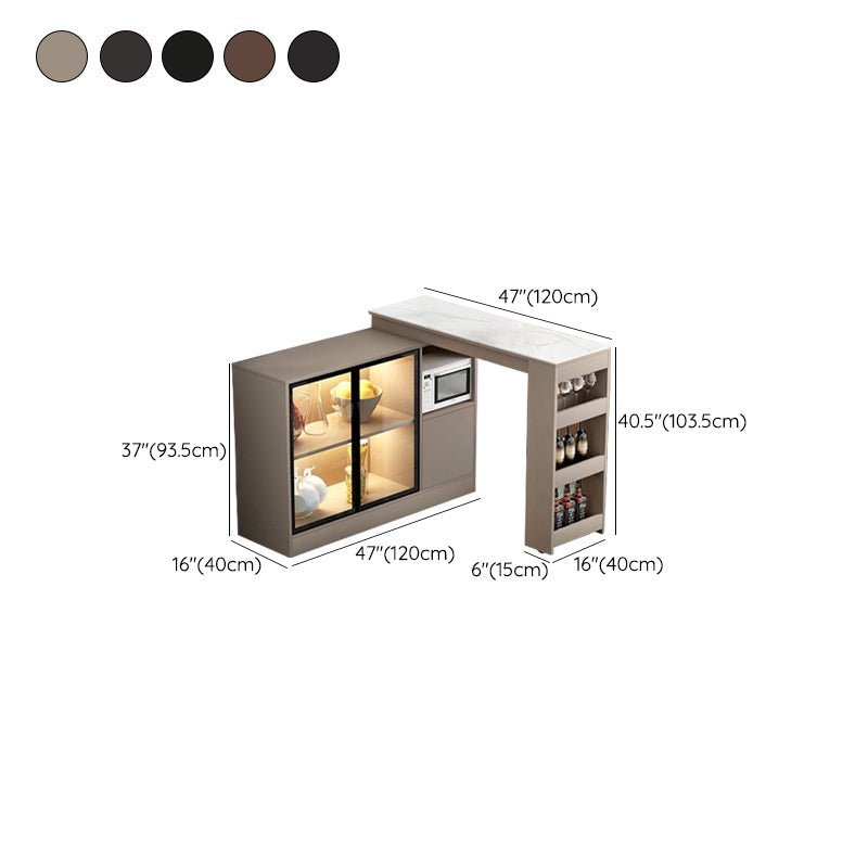 Modern Style Bistro Bar Table Sintered Stone Top Bar Table with Storages