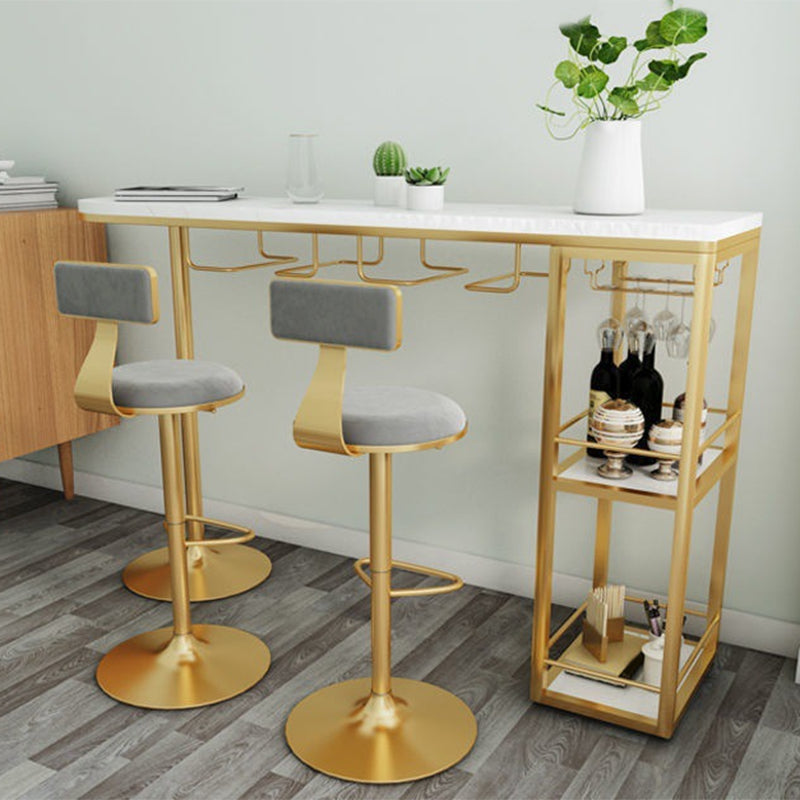 Sintered Stone Bistro Bar Table Modern Gold Frame Bar Table for Living Room