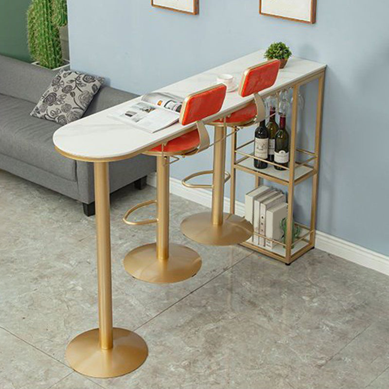 Sintered Stone Bistro Bar Table Modern Gold Frame Bar Table for Living Room
