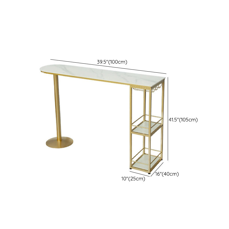 Sintered Stone Bistro Bar Table Modern Gold Frame Bar Table for Living Room