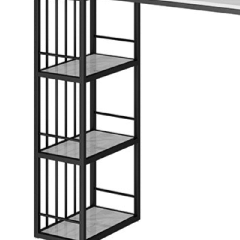 Industrial Free Form Bar Height Table Stone and Iron Bar Table with Storages