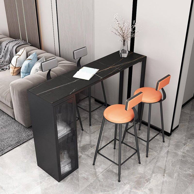 Modern Style Bistro Bar Table Sintered Stone Bar Table with Storage