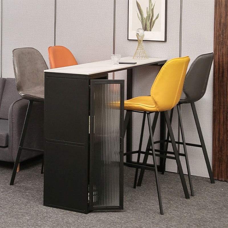 Modern Style Bistro Bar Table Sintered Stone Bar Table with Storage