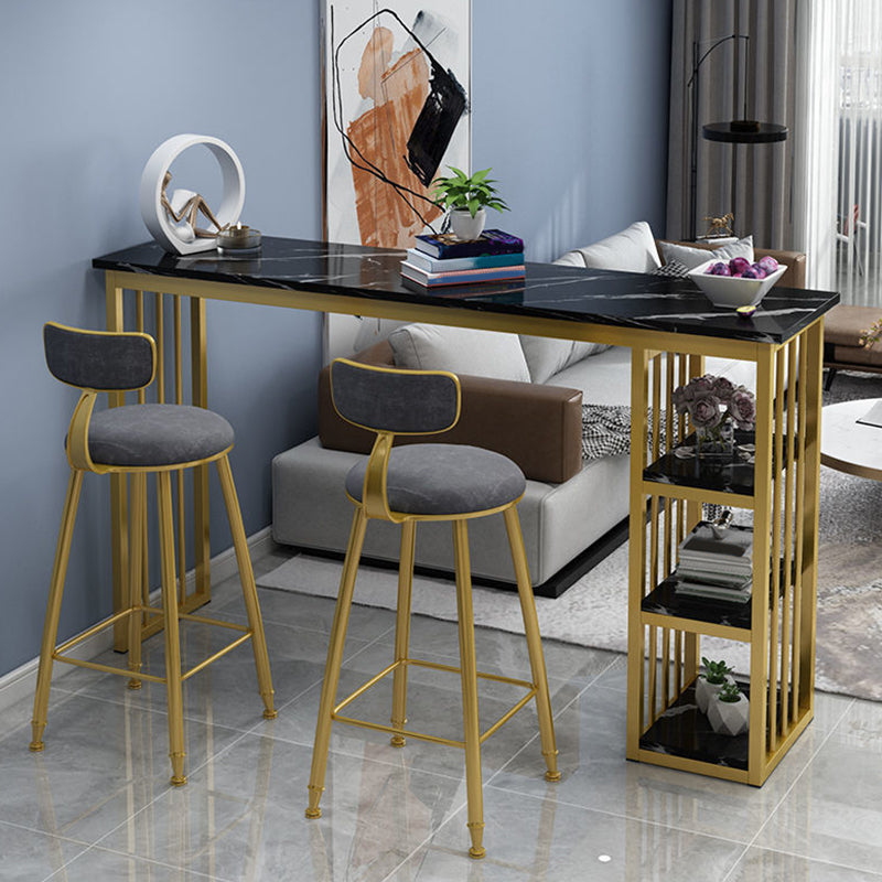 Modern Style Bistro Bar Table Rectangle Wine Rack Bar Table for Living Room
