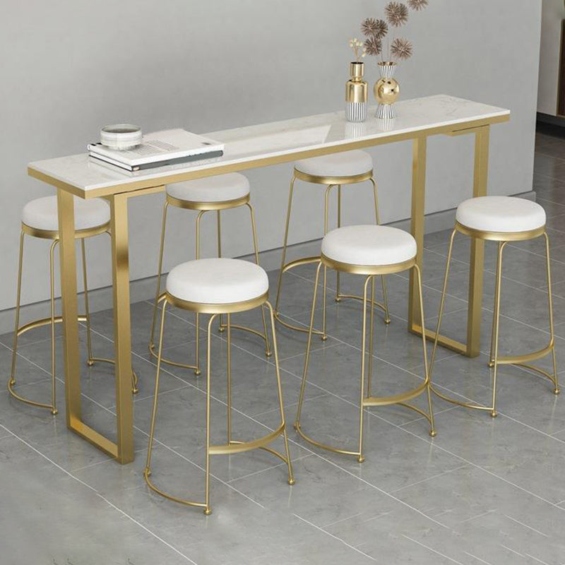Modern Faux Marble Bistro Bar Table Rectangle Metal Base Bar Table