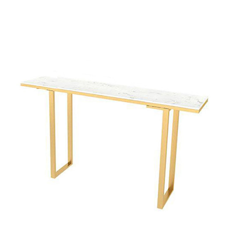 Modern Faux Marble Bistro Bar Table Rectangle Metal Base Bar Table