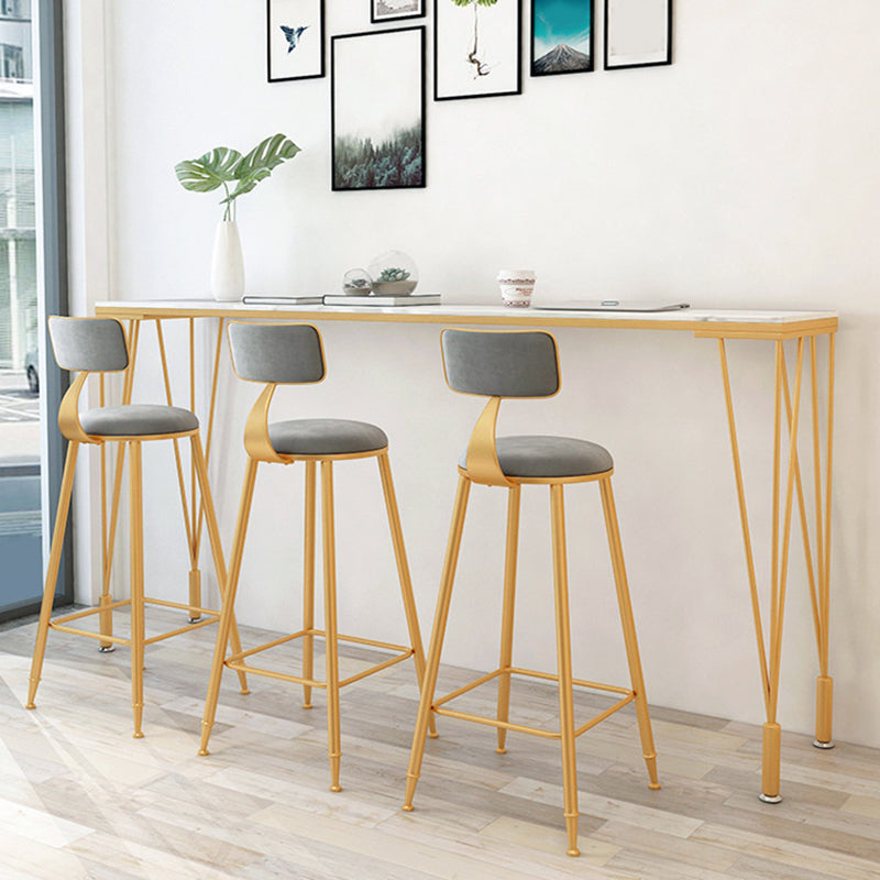 Glam Style Bistro Bar Table Rectangle Faux Marble Bar Table for Living Room