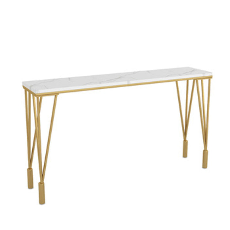 Glam Style Bistro Bar Table Rectangle Faux Marble Bar Table for Living Room