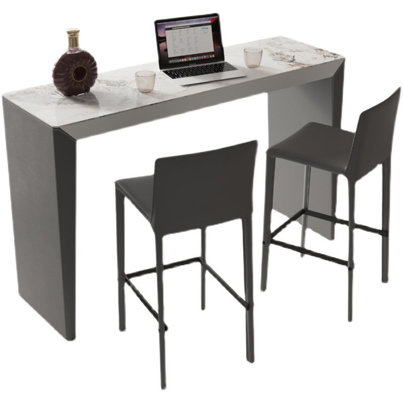 Sintered Stone Bistro Bar Table Modern Double Pedestal Bar Table for Home