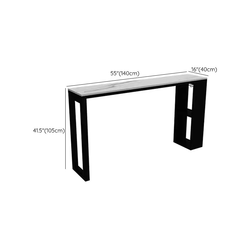Industrial Sintered Stone Bistro Bar Table Rectangle Metal Base Bar Ta