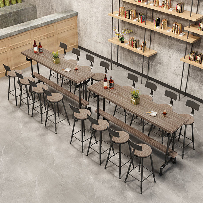 Solid Wood Bistro Bar Table Rectangle Black Base Bar Table for Dining Room