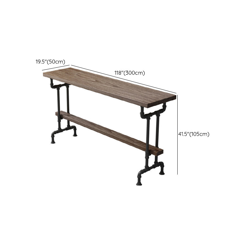 Solid Wood Bistro Bar Table Rectangle Black Base Bar Table for Dining Room