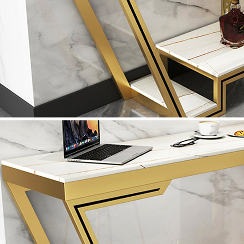 Glam Bistro Bar Table Rectangle Sintered Stone Bar Table for Living Room