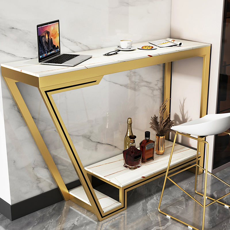 Glam Bistro Bar Table Rectangle Sintered Stone Bar Table for Living Room