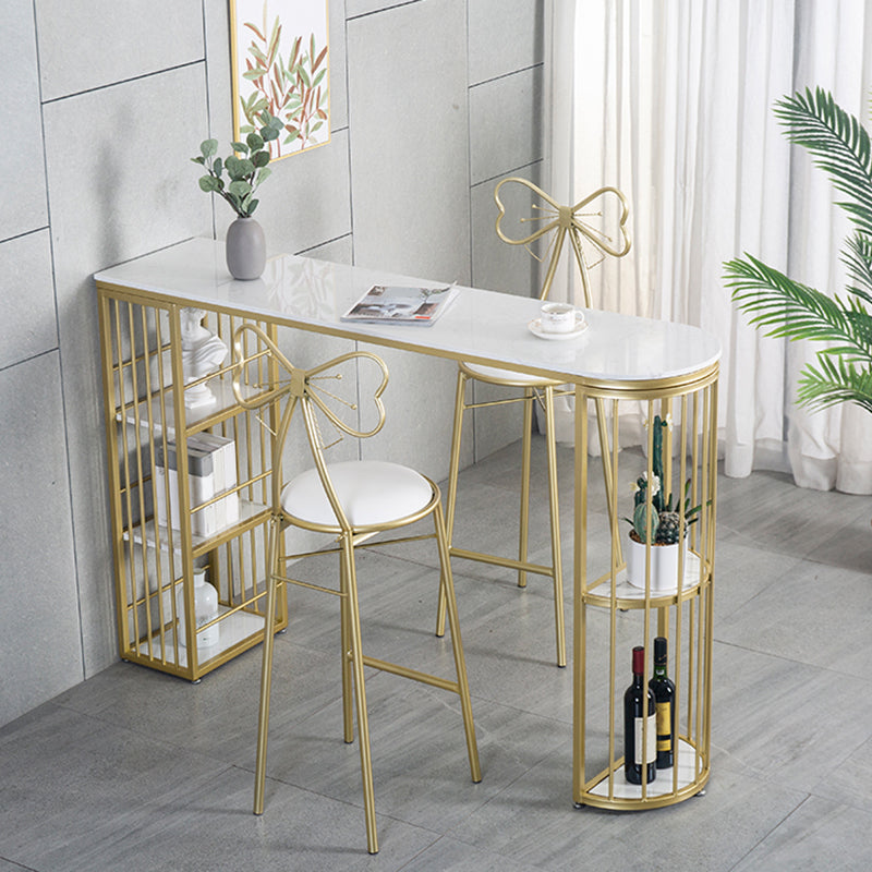Faux Marble Bistro Bar Table Modern Gold Base Bar Table for Home