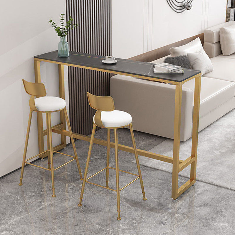 Sintered Stone Bistro Bar Table Footrest Metal Base Bar Table for Living Room