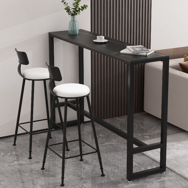 Sintered Stone Bistro Bar Table Footrest Metal Base Bar Table for Living Room