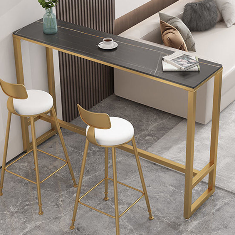 Sintered Stone Bistro Bar Table Footrest Metal Base Bar Table for Living Room