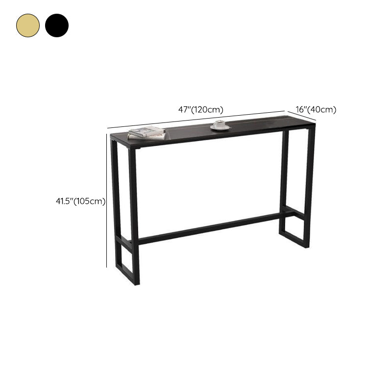 Sintered Stone Bistro Bar Table Footrest Metal Base Bar Table for Living Room