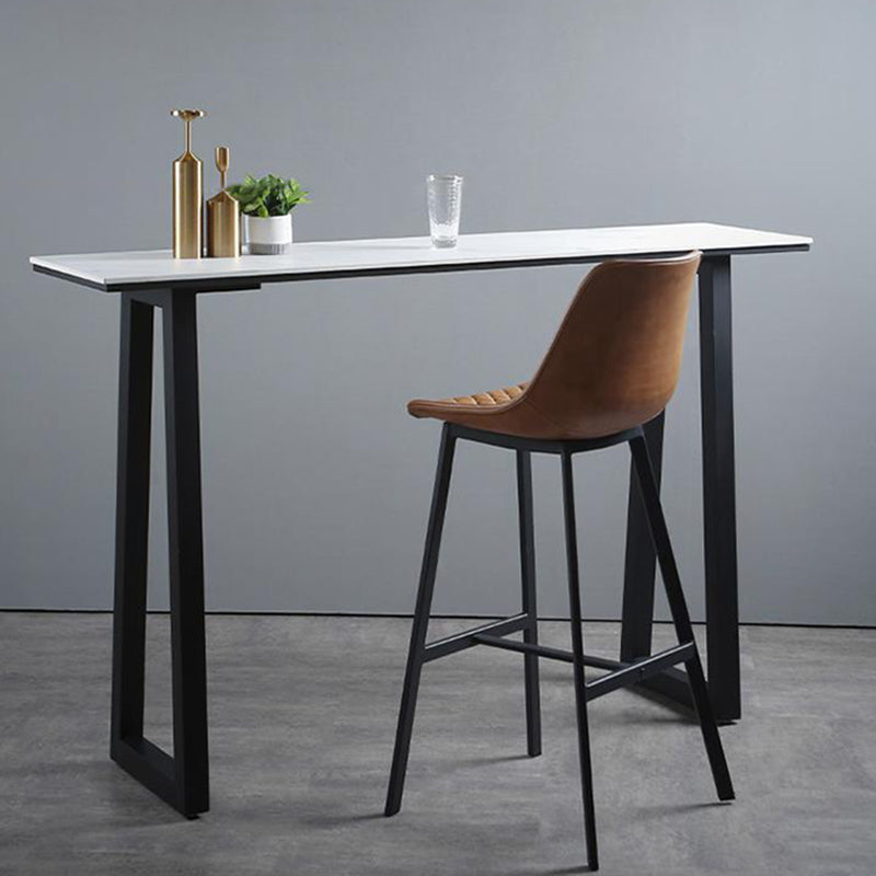 Sintered Stone Bar Table Rectangle Sled Base Dining Table for Kitchen Living Room