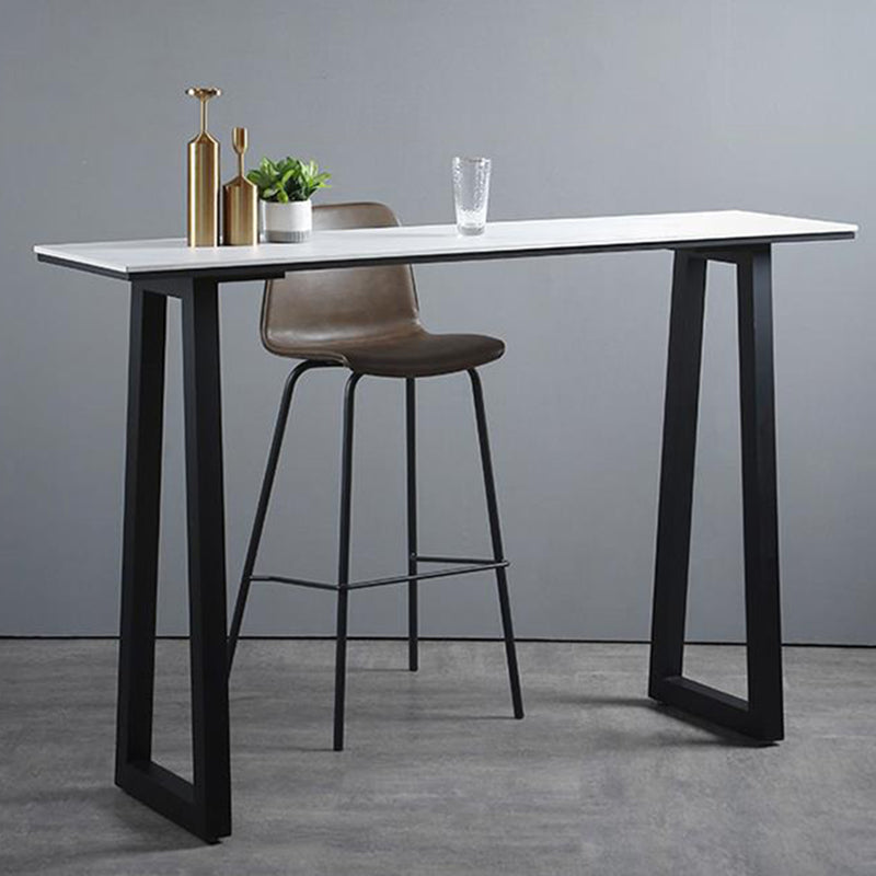 Sintered Stone Bar Table Rectangle Sled Base Dining Table for Kitchen Living Room