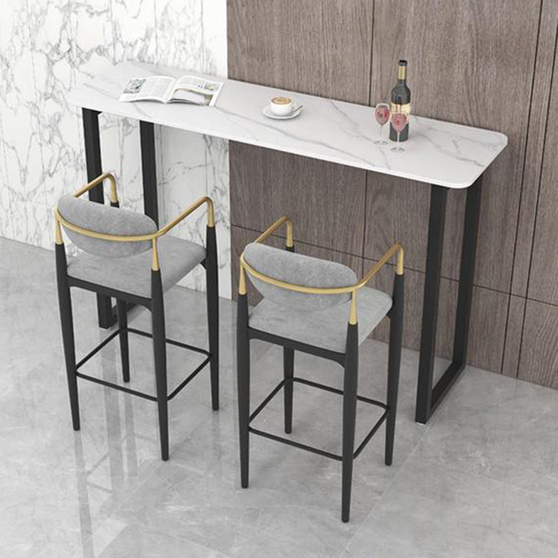 Rectangle Sintered Stone Bar Table Sled Base Dining Table in White