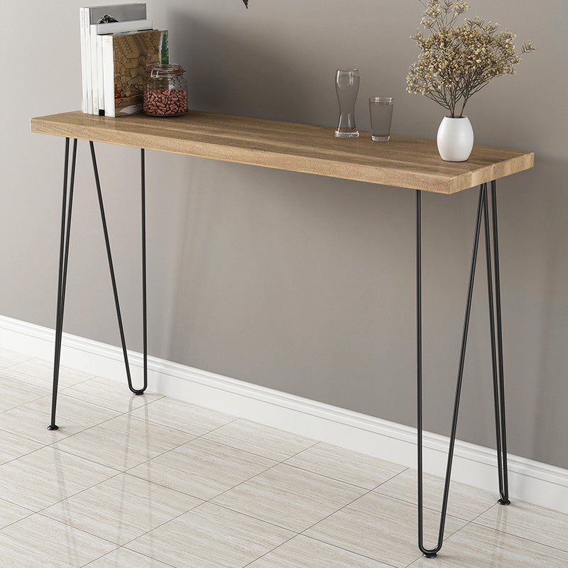 Modern Brown Wooden Bar Table Rectangle Dining Table for Kitchen Living Room Coffee Room