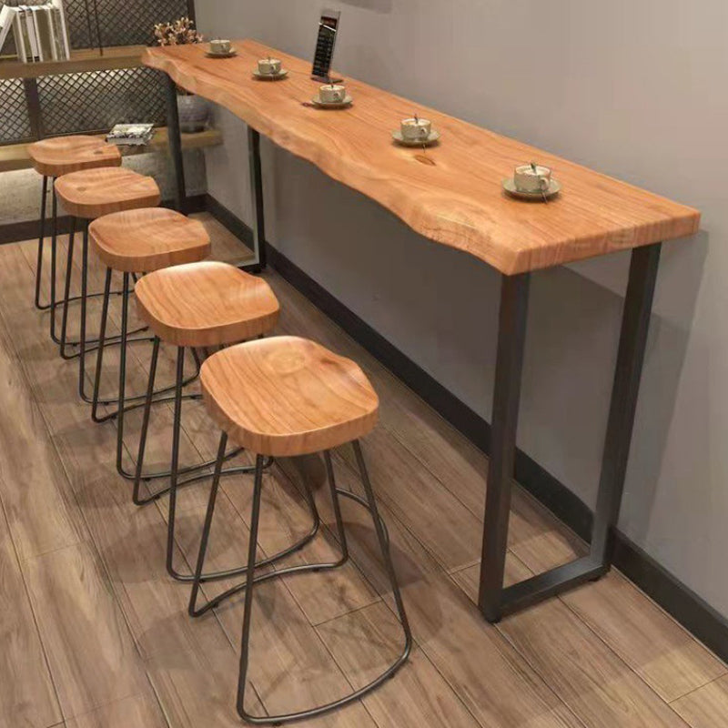 Modern Style Wood Bar Table Brown Rectangle Bar Table for Kitchen