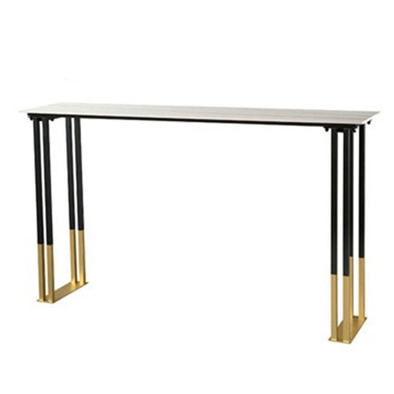 Glam Sintered Stone Bar Table Metal Base Bar Table for Kitchen Living Room