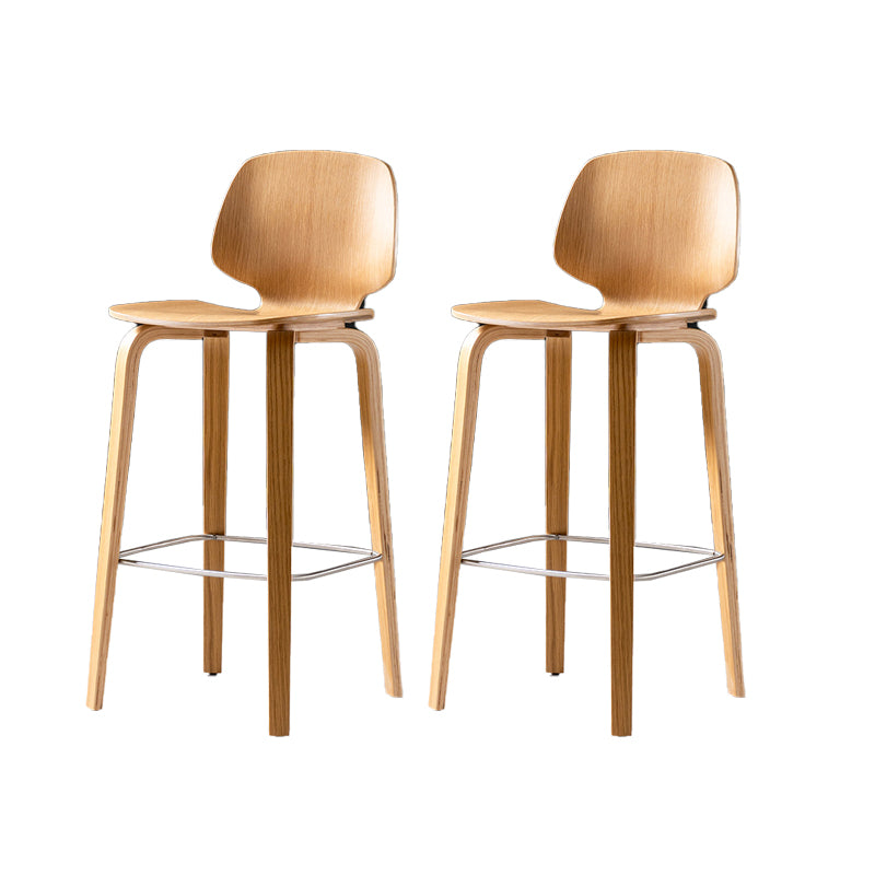 Solid Wood Dining Stools Contemporary Brown Bar Stools with Footrest