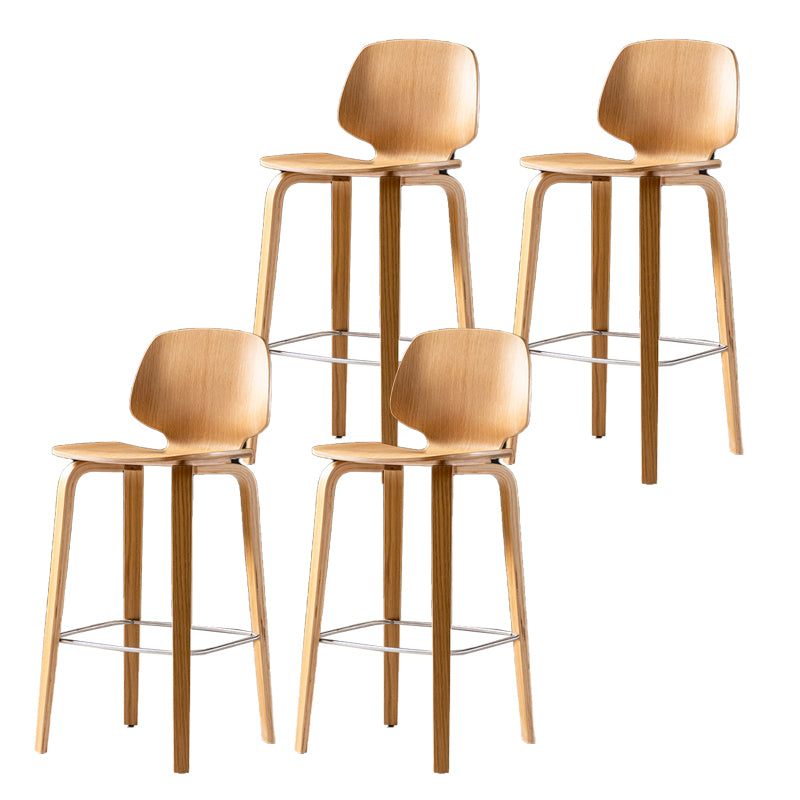 Solid Wood Dining Stools Contemporary Brown Bar Stools with Footrest