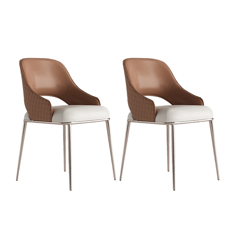 Glam Faux Leather Dining Chair Indoor Arm Chair with Upholstered