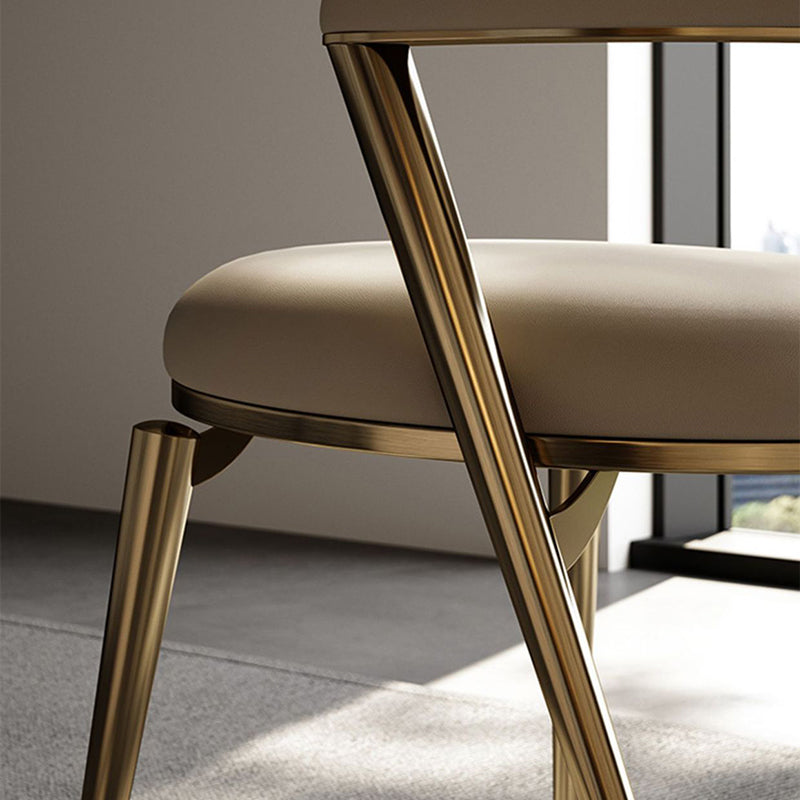 Glam Open Back Chair Home Dining Room Metal Armless Dining Chair