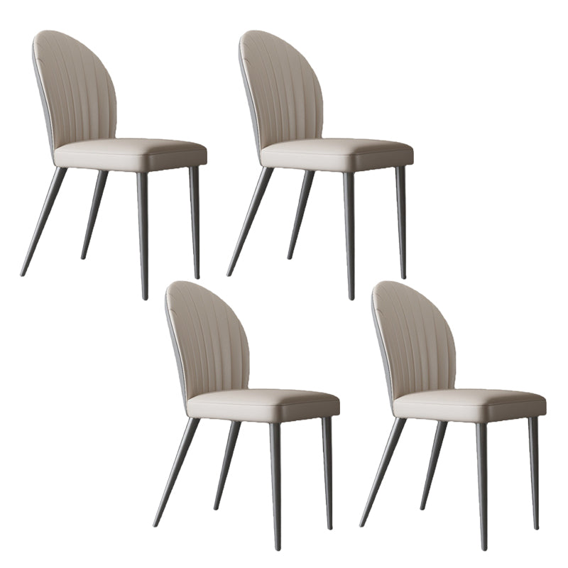 Contemporary Side Chair Metal Solid Back Dining Room Chair for Indoor