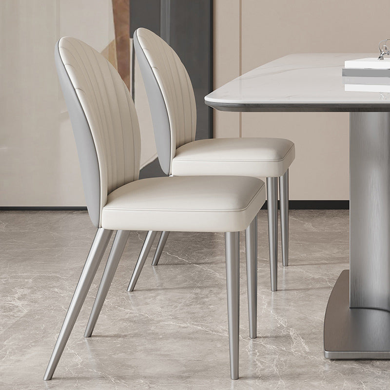 Contemporary Side Chair Metal Solid Back Dining Room Chair for Indoor