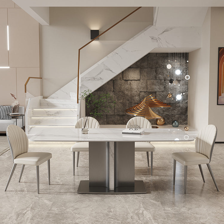 Contemporary Side Chair Metal Solid Back Dining Room Chair for Indoor