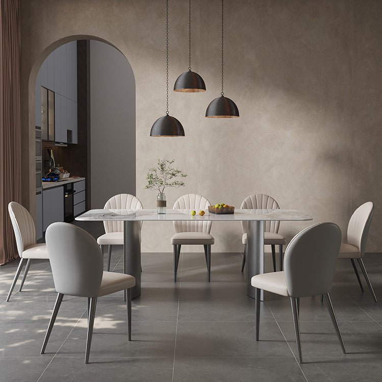 Contemporary Side Chair Metal Solid Back Dining Room Chair for Indoor