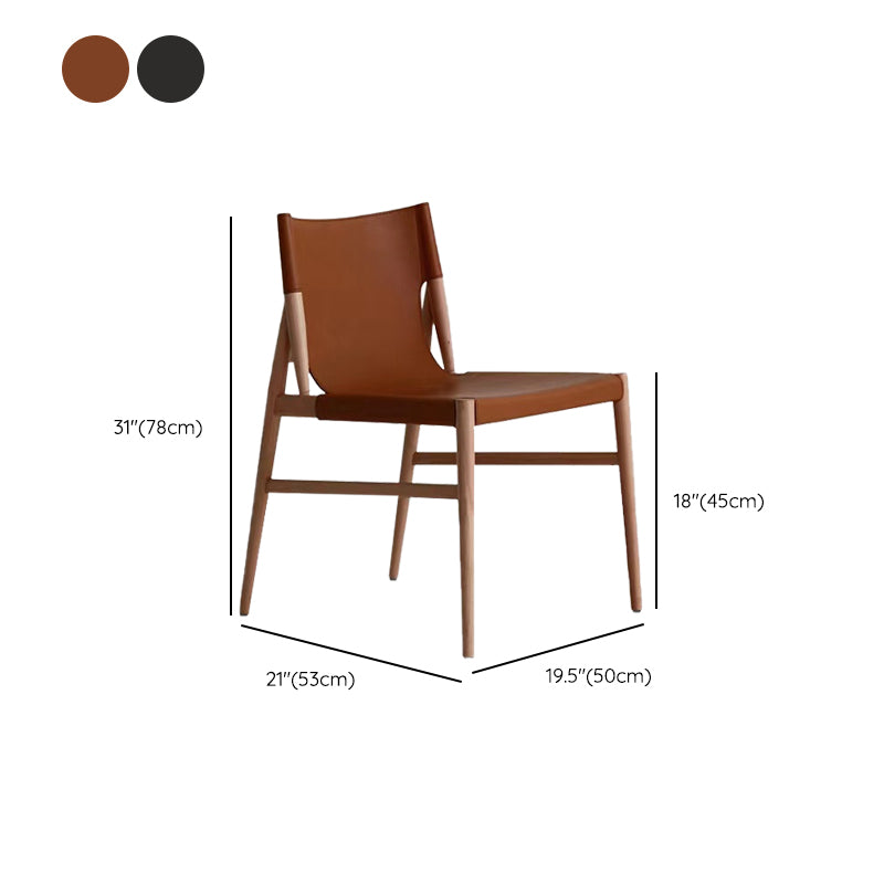 Contemporary Side Chair Wood Solid Back Dining Room Chair for Indoor