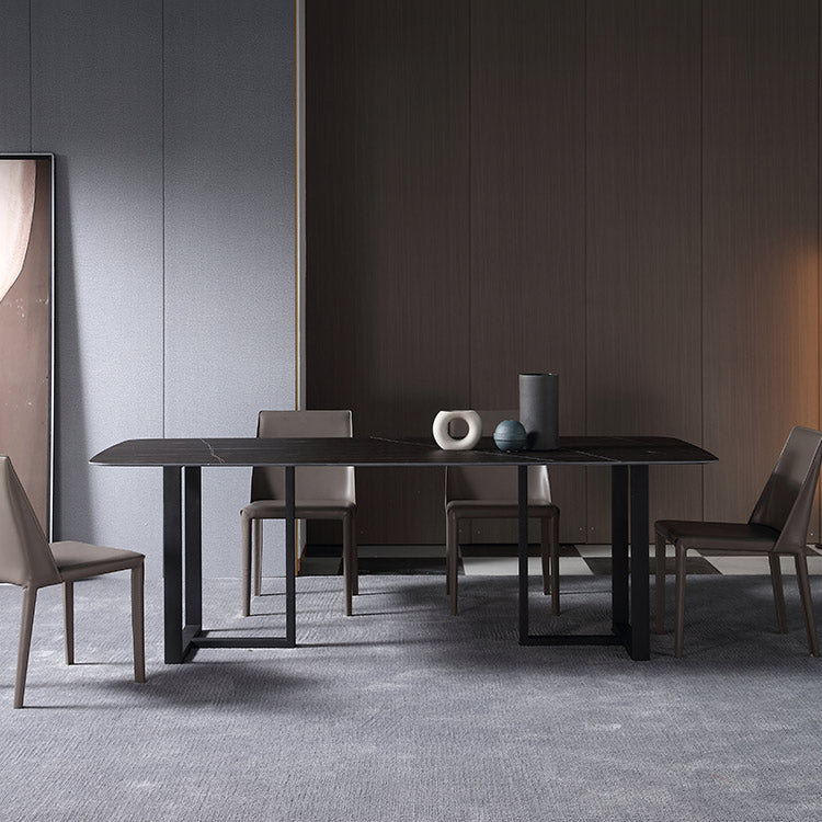 Contemporary Chair Faux Leather Solid Back Dining Room Chair for Indoor