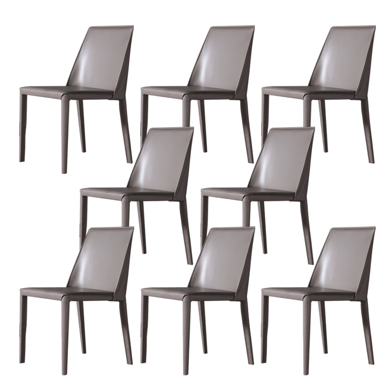 Contemporary Chair Faux Leather Solid Back Dining Room Chair for Indoor
