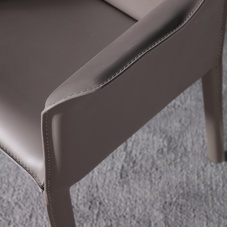 Contemporary Chair Faux Leather Solid Back Dining Room Chair for Indoor