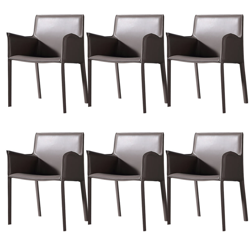 Contemporary Chair Faux Leather Solid Back Dining Room Chair for Indoor