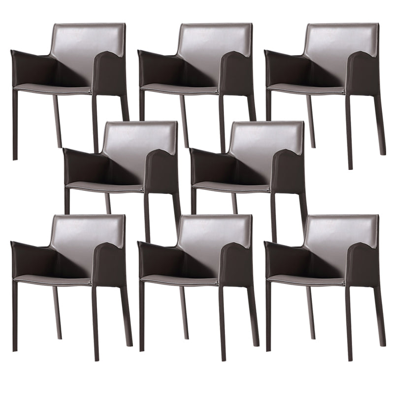 Contemporary Chair Faux Leather Solid Back Dining Room Chair for Indoor
