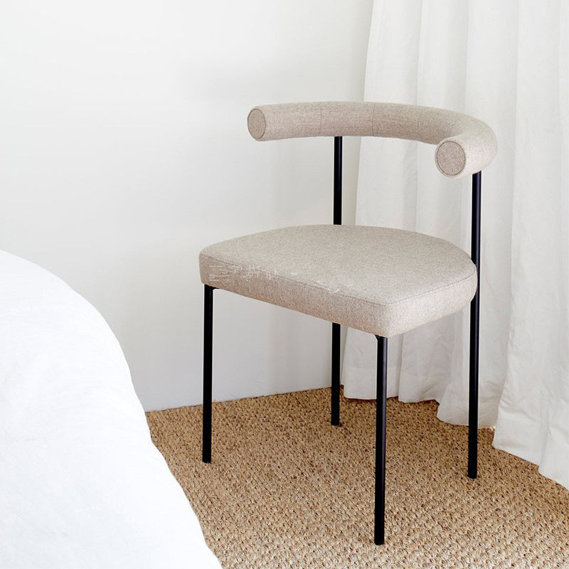 Modern Dining Side Chair Upholstered Armless Dining Chairs with Black Legs