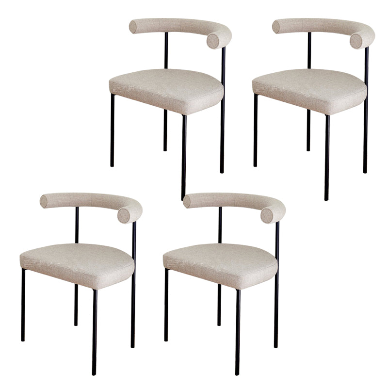 Modern Dining Side Chair Upholstered Armless Dining Chairs with Black Legs