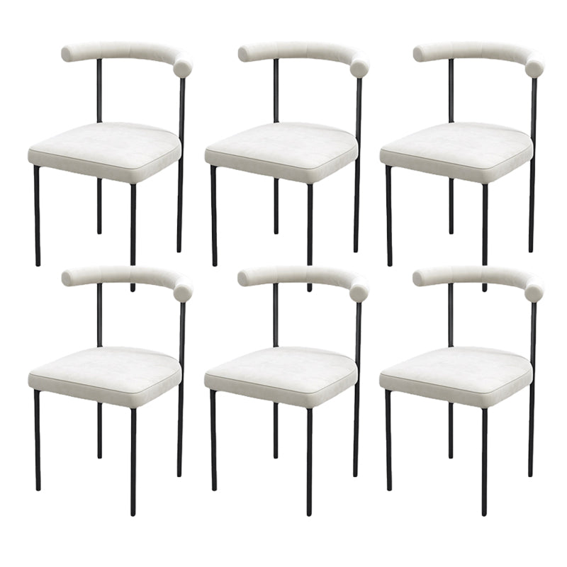 Modern Dining Side Chair Upholstered Armless Dining Chairs with Black Legs