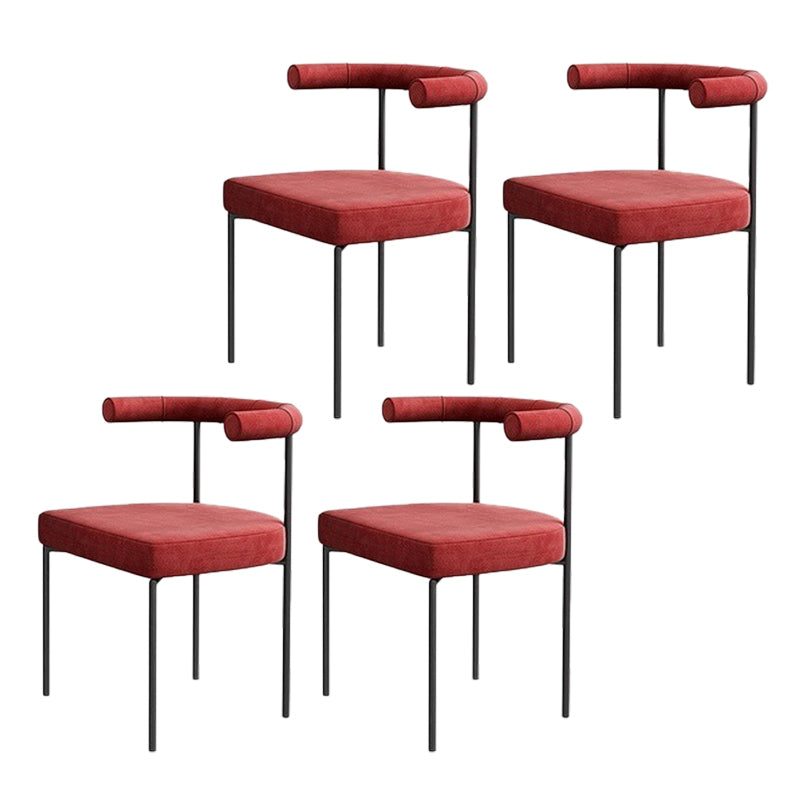 Modern Dining Side Chair Upholstered Armless Dining Chairs with Black Legs