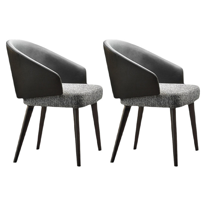 Contemporary Arm Chair Faux Leather Solid Back Dining Room Chair for Indoor