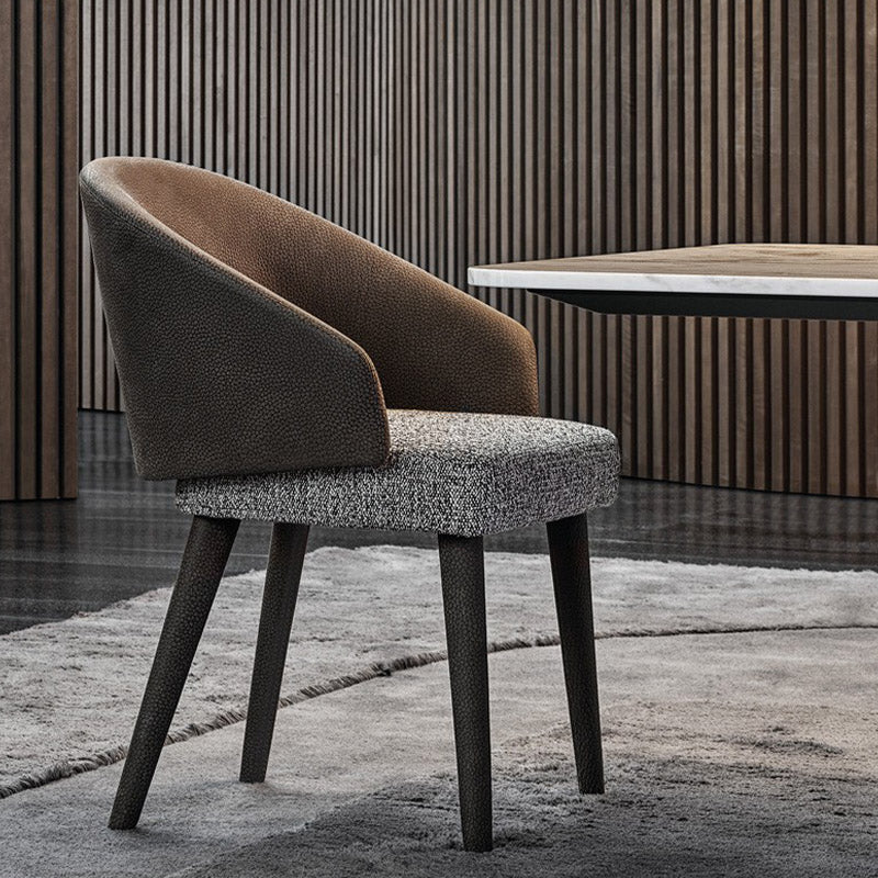 Contemporary Arm Chair Faux Leather Solid Back Dining Room Chair for Indoor